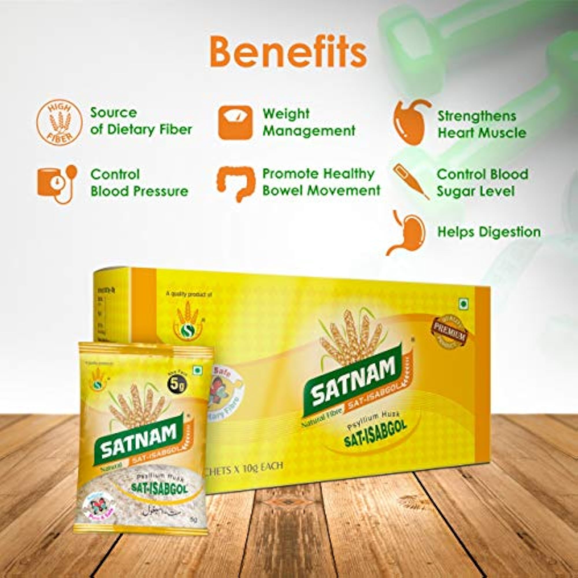 SATNAM Sat-Isabgol Psyllium Husk - 250g Box
